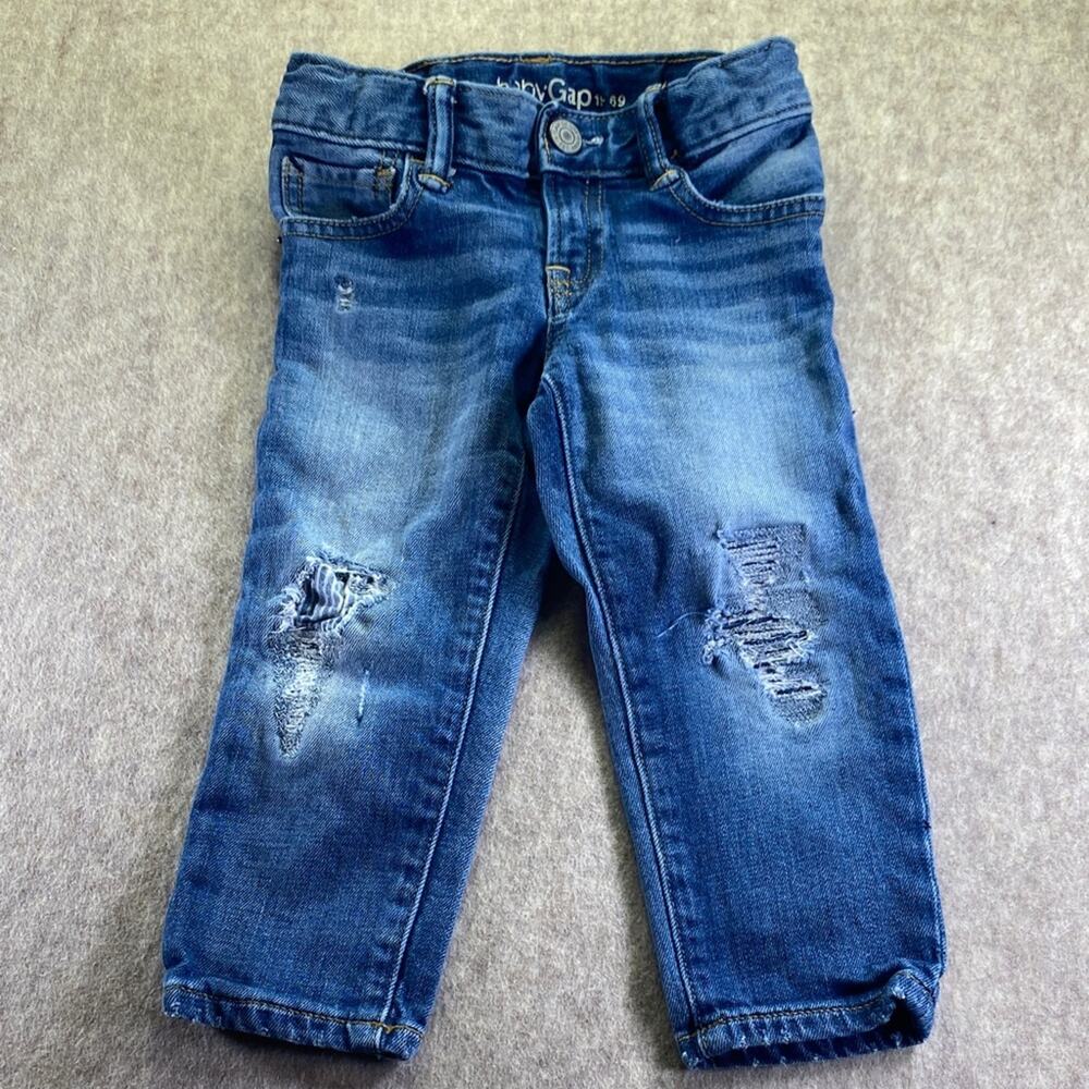 GAP Kids Distressed Skinny Adjustable Waist Blue Jeans Size 2 Years